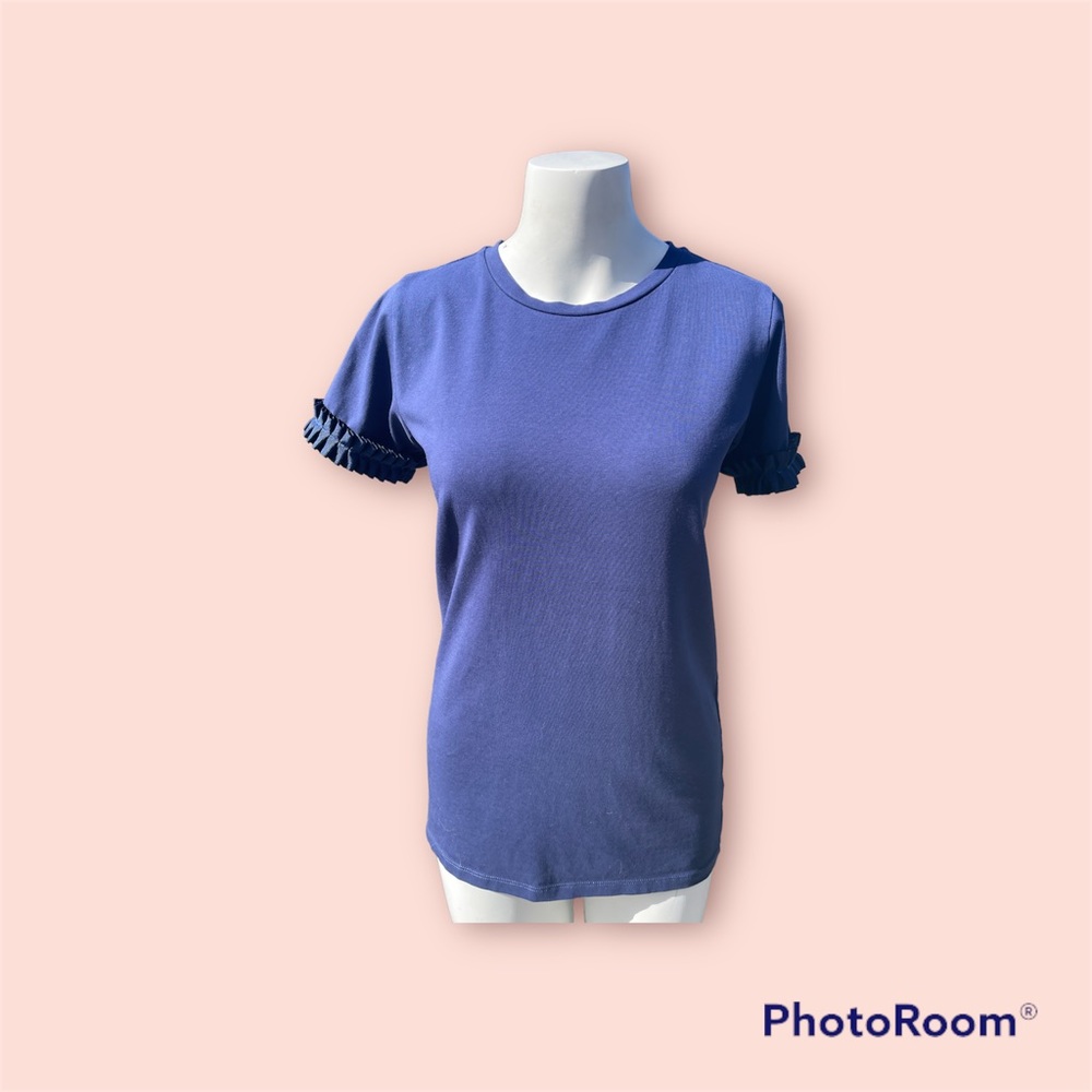 Vineyard Vines Extra Small Solid Navy Pleated Ruf… - image 1